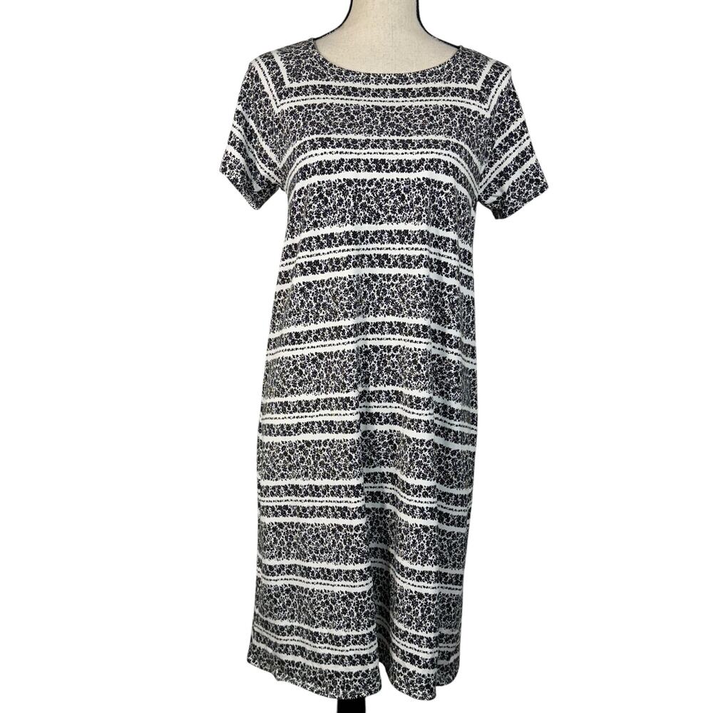 J.Jill Wearever Small A-Line Dress Floral Stretch Round Neck Short Sleeve Multi